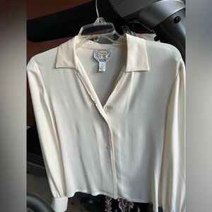Talbots ivory silk blouse size 10 Petite